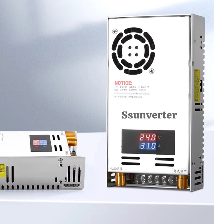 مبدل دی سی به دی سی ۱۱۰ ولت به ۲۴ ولت ، ۳۱ آمپر ، توان ۸۰۰ وات ، نمایشگر ولتاژ و جریان خروجی ، ولوم تنظیم جریان و ولتاژ ، دمای -۱۰ تا ۶۰ درجه ، فن خنک کننده هوشمند