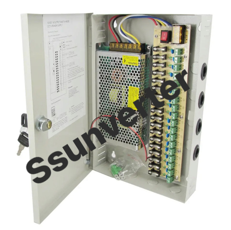 پاور ساپلای باکس ۱۸ کانال ، ۱۲ ولت ۱۵ آمپر ( دوربین مداربسته ، ال ای دی خطی و….)