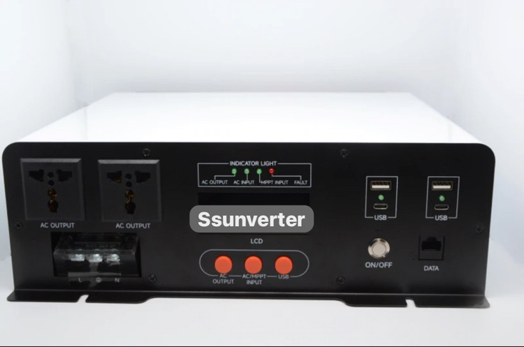 اینورتر با ورودی ۱۱۰ ولت dc به ۲۲۰ ولت Ac سینوسی خالص ۳۰۰۰ وات ، محافظت شده در برابر اضافه بار و اتصال کوتاه و همچنین اشتباه قطبین باتری در ورودی